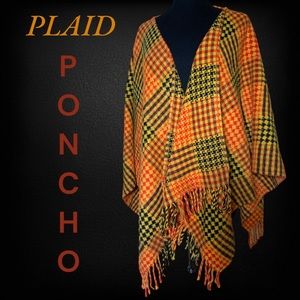 Plaid Women’s Poncho Shoulder Throw/Wrap